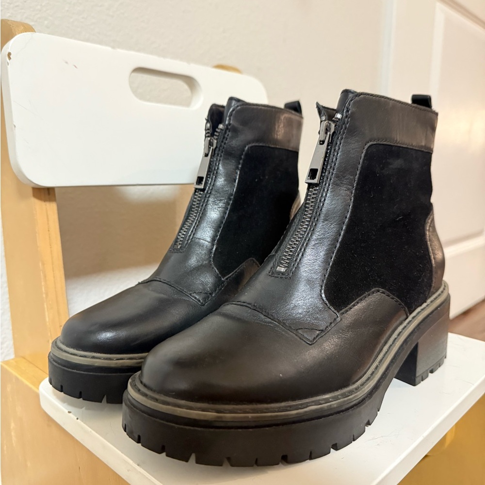Naturalizer Black Women's Combat Boots - Picture 2 of 5